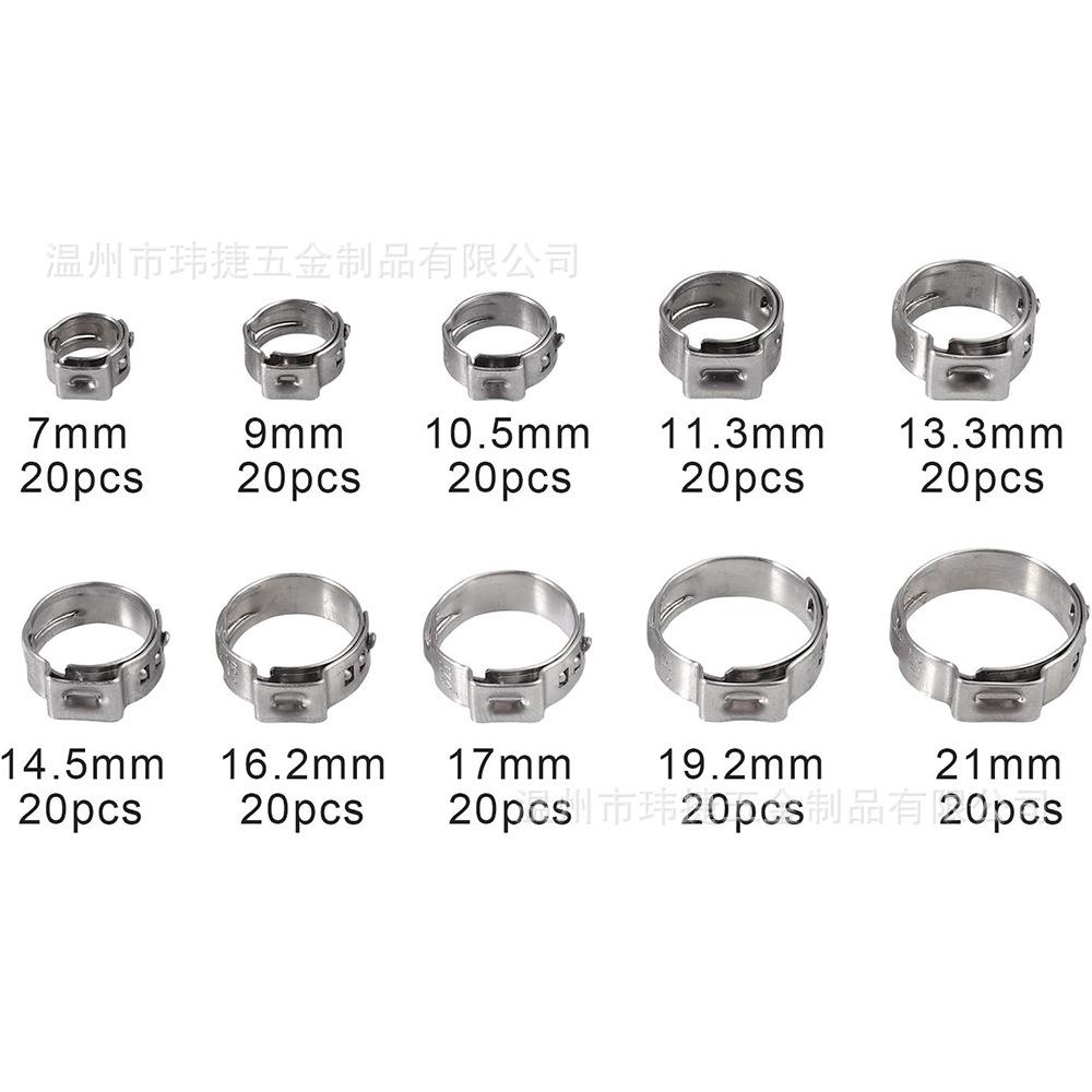 跨20境0PCS盒装锈钢卡箍管箍单耳箍圈软管夹式喉不箍美带钳子NIC