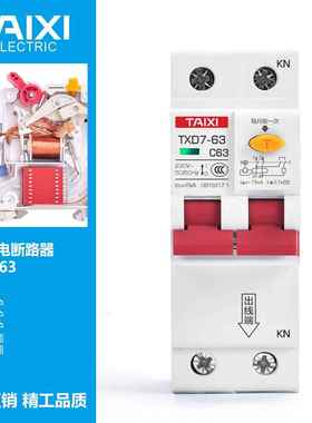 泰西TAIXI TXD7-63 2P36mm漏电保护断路器家用小型断路器空气开关