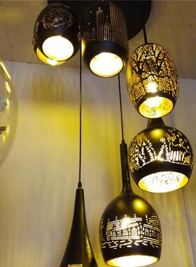 中式吊灯田创意魔豆麻绳麻布雨伞艺吊罩CMV灯园复古竹编灯具铁灯