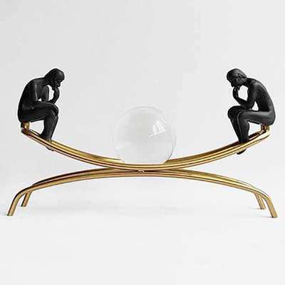 摆件思想者水晶球家居跷跷板欧式软简约轻现代装装饰品桌面摆设奢