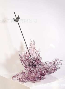 现代简约创意树脂浪花雕塑摆件样板房售楼处玄关大厅装饰品摆件