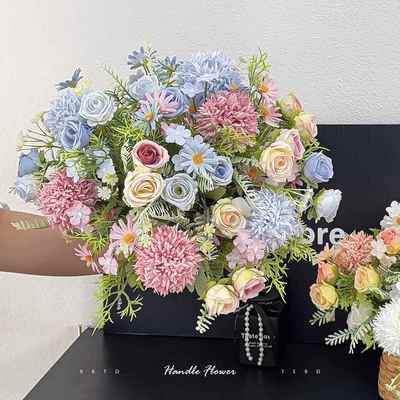 莫奈花园彷真花假花花束摆件高级感玫瑰花彷生花艺餐桌拍照道具花