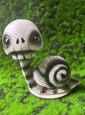直销新款跨境新品树脂摆件万圣节装饰摇头骷髅蜗牛家居办公装饰树