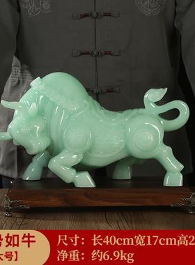 正品招华财高玉石十二生牛摆肖件尔街牛办公室装饰公司店铺开业档