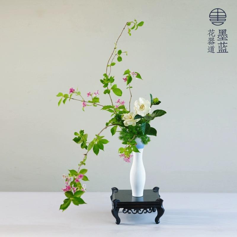 池坊生花日式立花陶瓷插花器皿客厅茶席花器简约桌面花瓶摆件