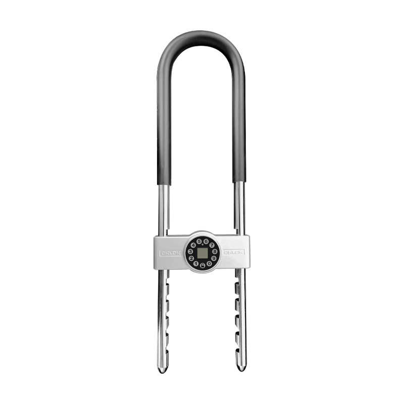 智能指纹u型锁办公室玻璃门推拉双开门商铺店面大门u形电子密码锁