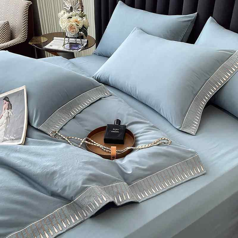 180支四件套纯1棉全PS-0205棉水棉0被套家用床0笠床洗上用品简约