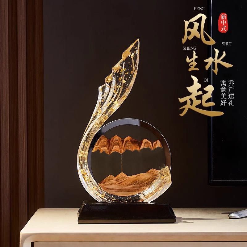 创意流沙画摆件高级感小众客厅柜子电视柜软装新中式轻奢艺术沙漏