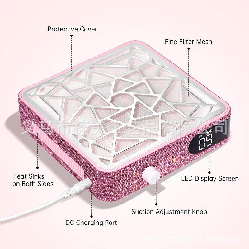 美甲大吸力打磨卸除指甲不跑灰除粉尘镶钻款吸尘器蓄电款无刷电机