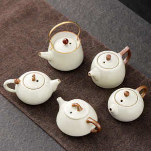 汝窑茶壶单个小茶壶陶瓷开片汝瓷功夫茶具泡茶壶西施茶壶家用开片