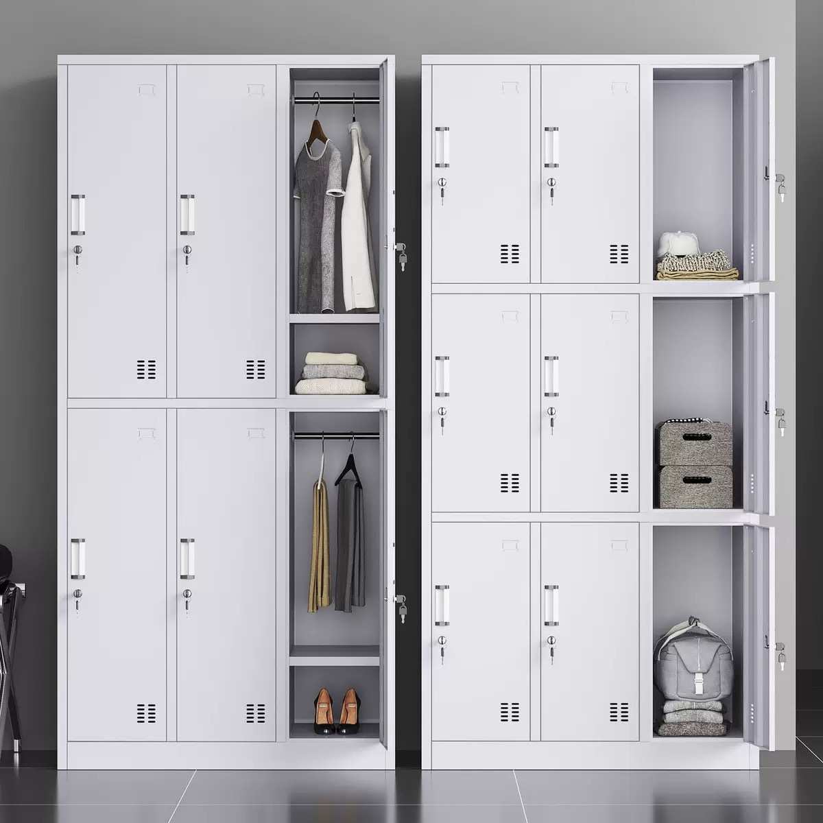 宿舍钢制12存四门员工带铁皮包储物柜健身房浴室更衣柜鞋柜门柜锁