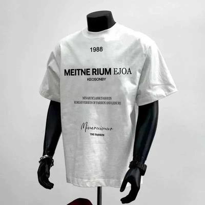 100%纯棉重磅美式复古高街英文T恤印花百搭潮流宽松圆领短袖