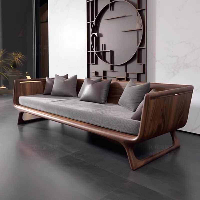 新中式北美黑胡桃木罗汉床实木沙发组合现代小户型禅意简约贵妃床