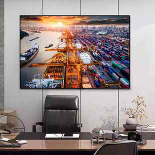 国际进出口贸易公司装饰画轮船货船港口挂画海运船务办公室壁画