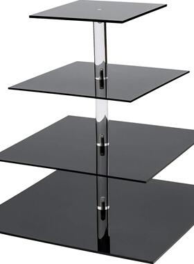 4层黑色方形蛋糕架 甜品蛋糕摆放架 4MM厚度Dispaly Stand