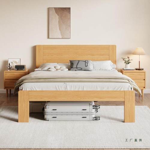 橡木实木床代约1米2CGL单人床高度可现选日式1米5双主卧1.简8米人