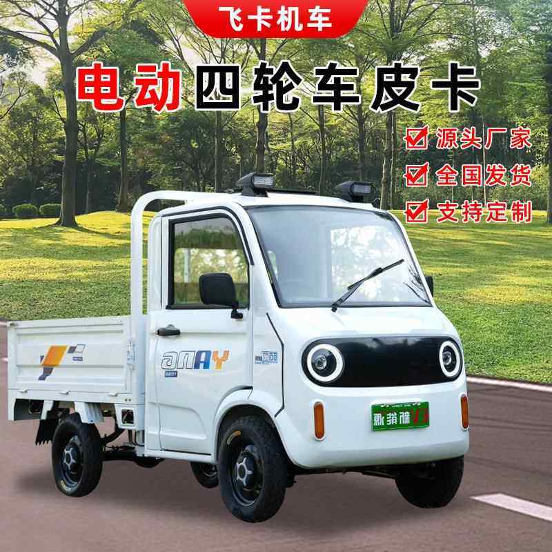 新能源四轮电动皮卡车成人拉货载货家用农用小单排油电两用代步车