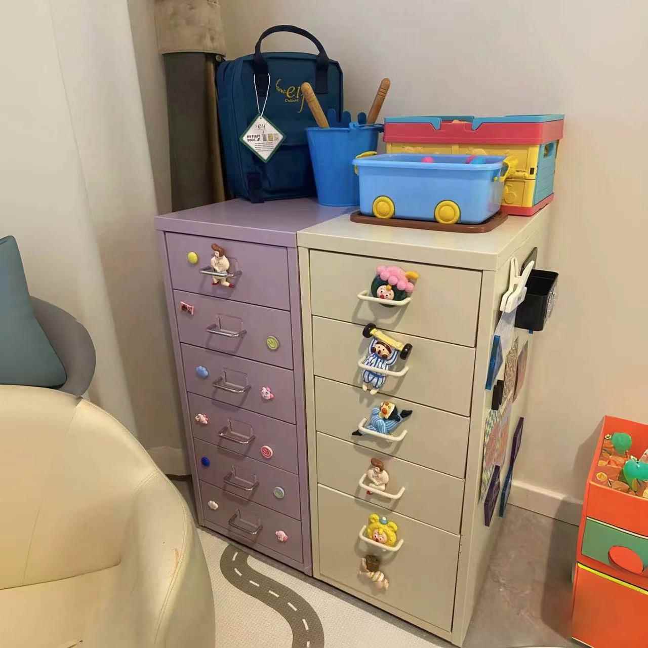 SIX床头柜202新款卧室皮女孩童儿房个性创意时尚收纳柜夹5缝铁柜