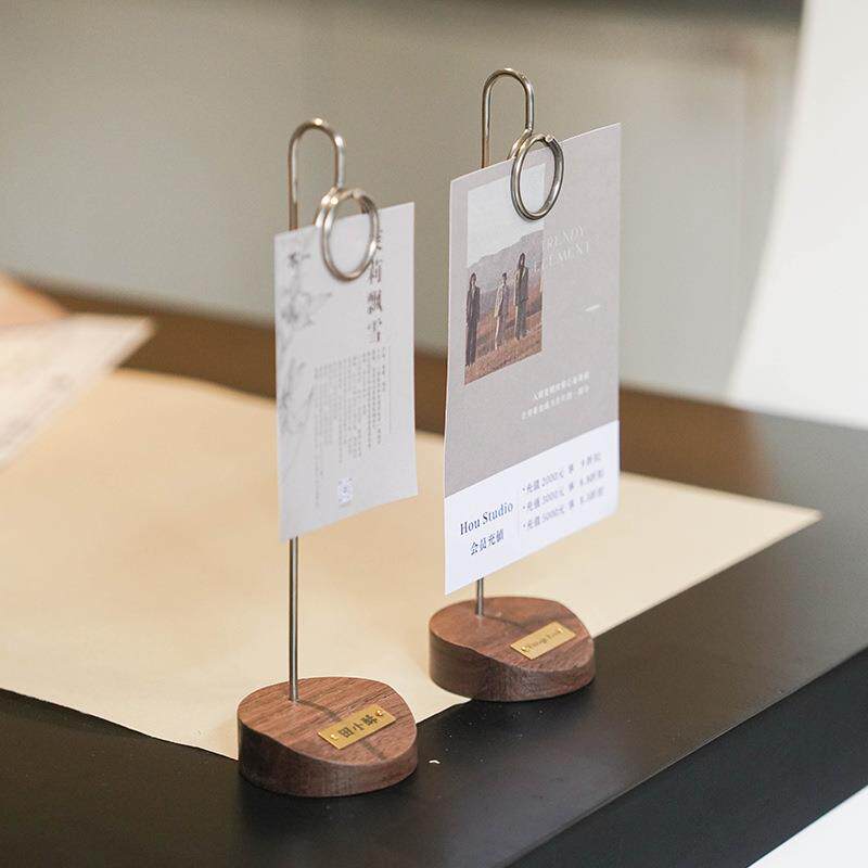 实木价格展示牌立式简约文艺酒店席位卡餐厅菜牌座留言夹便签夹商
