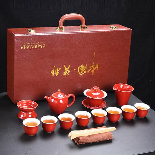 正品霁蓝夫茶具家套装用公客厅简约陶瓷办室会客泡茶壶整套茶功杯