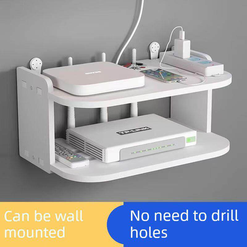 2026新款路由器放置架双层散热wifi墙上置物支架墙壁电视机顶盒盒