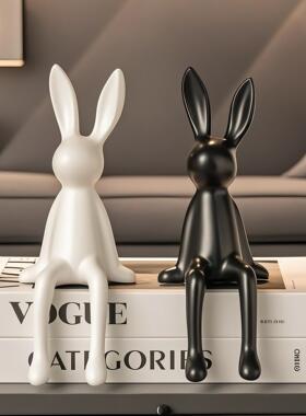 长耳兔子软装高级感酒柜装饰品摆件客厅电视玻璃柜轻奢高档家居