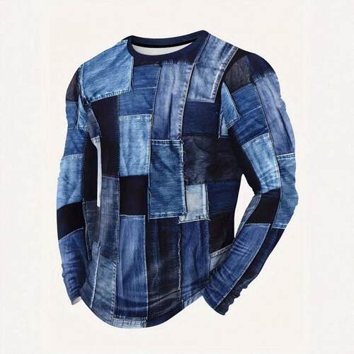 Men's 5-piece set of stylish long-sleeve T-shirts, trendy