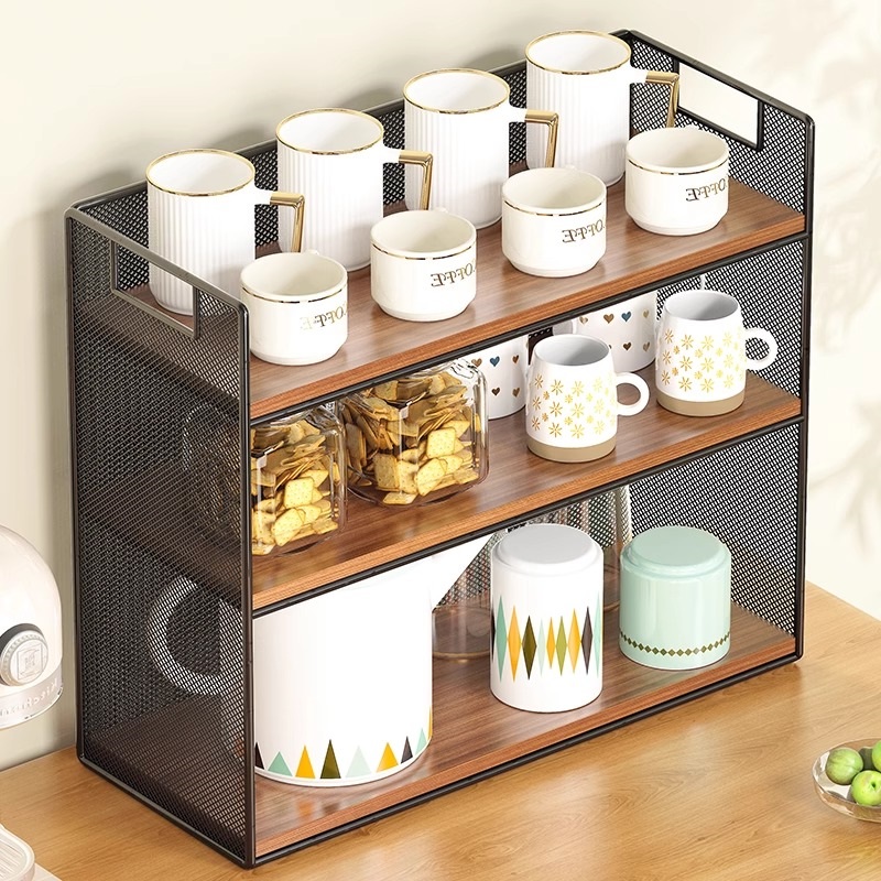 桌上杯架办公桌茶杯茶具多层桌面置物架杯子收纳餐桌台面桌上杯架