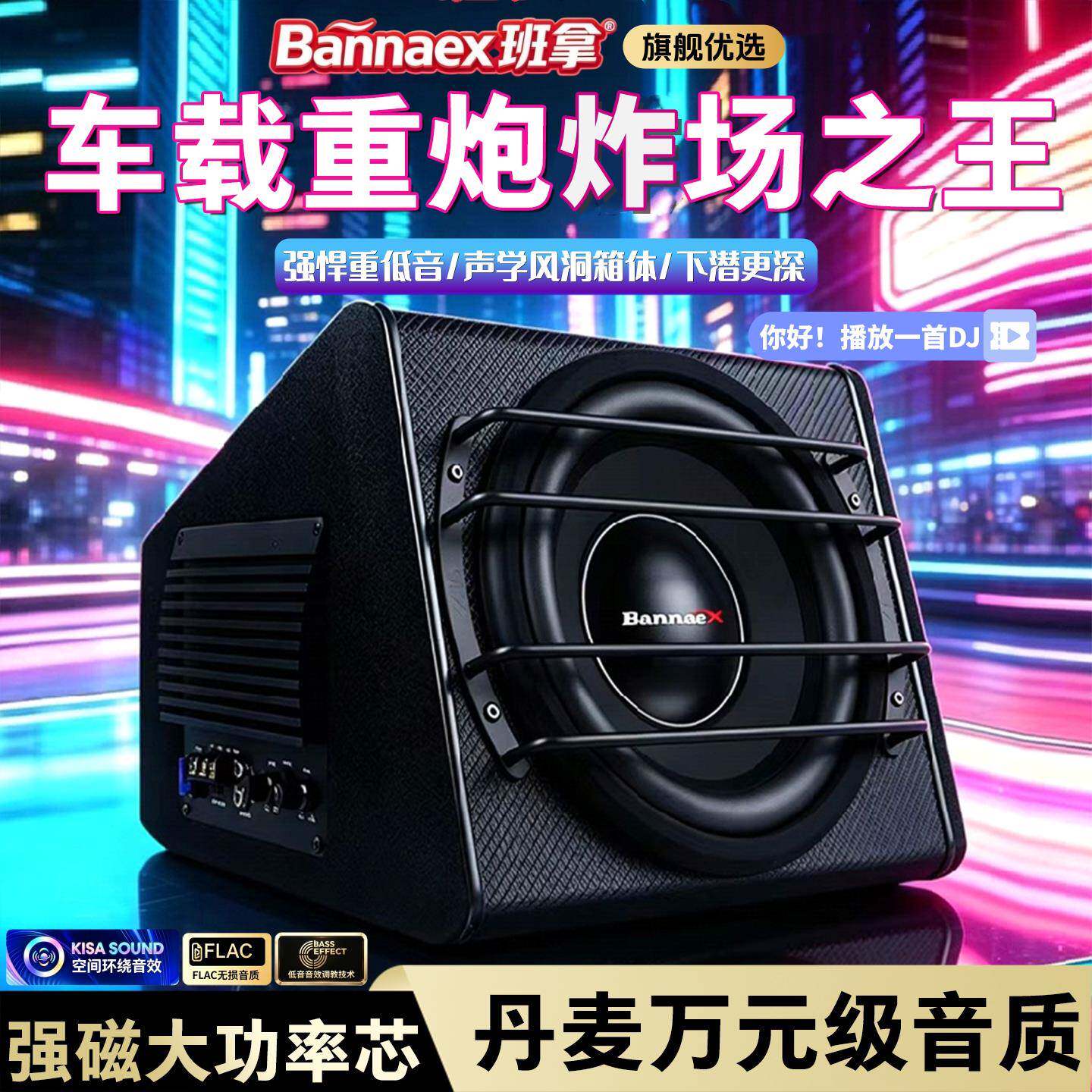 Bannaex品牌10英寸有源重低音车载低音炮 改装汽车音响大功率喇叭
