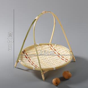 手工竹编提篮家用点心茶点盘水果篮子糕点托盘结婚创意藤编小竹篮