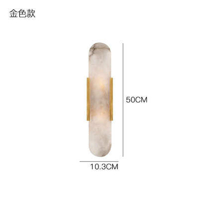 云石床头现代奢客厅简约新卧室灯墙轻别墅长方形中式壁灯电视背景