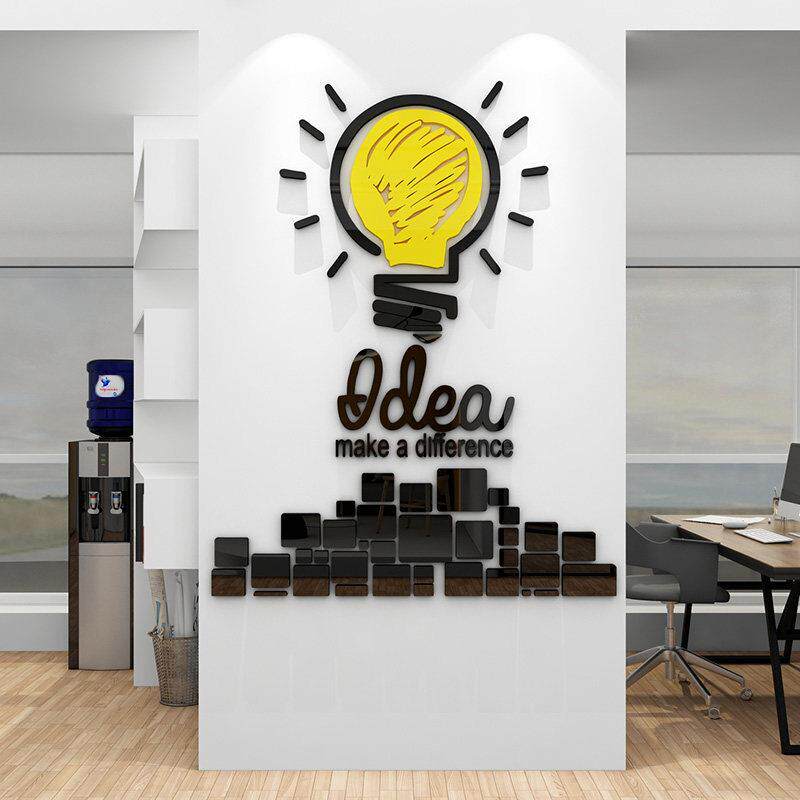 创意idea英文励志标语贴纸公司办公室企业文化墙面装饰3d立体墙贴