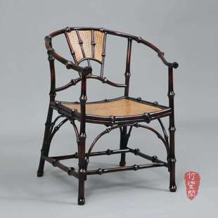 筇竹靠背圈椅大漆竹编主人椅明式泡茶椅竹椅子玫瑰椅中式家具喝茶