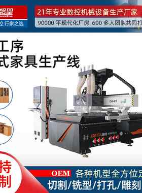 全自动数控木板开料机1325自动换刀雕刻机大型侧孔机木工机械厂家