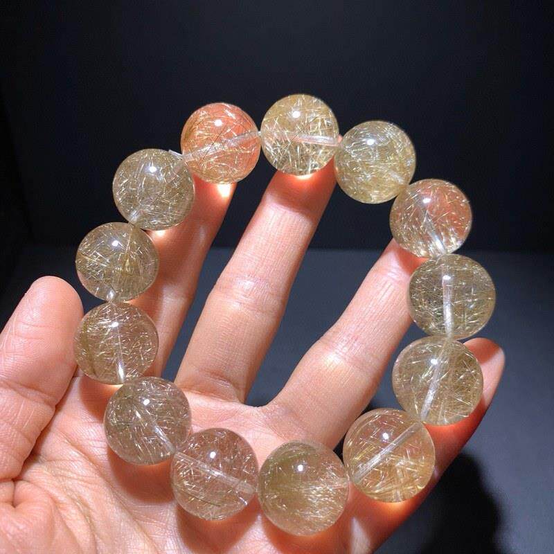新品天然魔鬼发晶手链银发手串大颗粒男女款水晶手链珠链规格18mm
