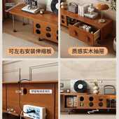 新中古风伸缩电视柜小户型实木收纳柜组合法式 复古客厅家用落地柜