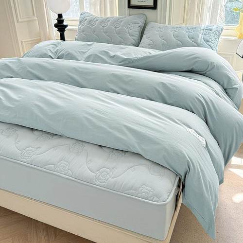 棉夹棉四床洗笠四件套加厚水棉季通用BCQ被套棉单床垫床罩