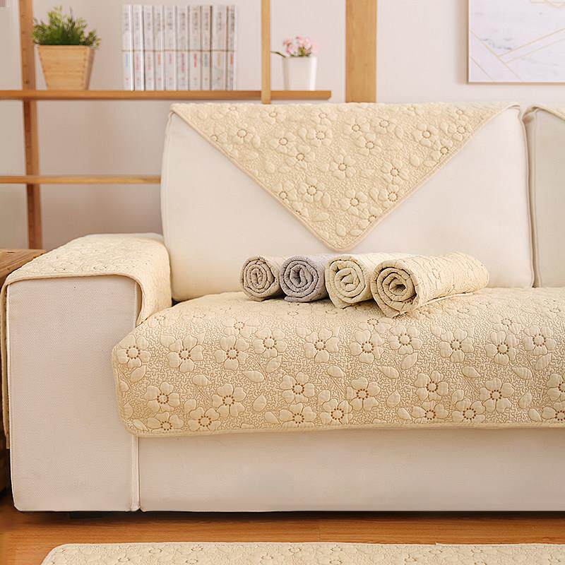 高档双面全棉沙布艺发四垫实木简约现代防滑沙发套巾罩用季通坐垫