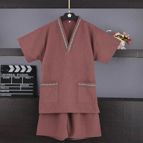 2023新款纯棉汗蒸服男士情侣大码洗浴中心桑拿服足疗按摩高端家居