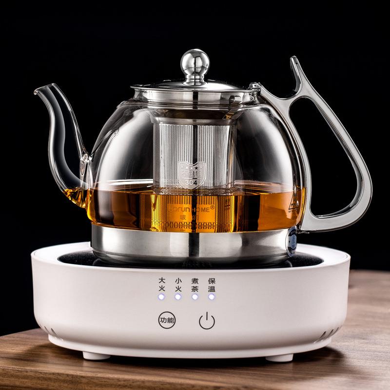 2026新款黑晶炉煮茶壶家用加厚玻璃煮茶器不锈钢烧水围炉煮茶套装