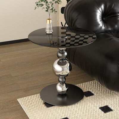 创意玻璃沙发边几小户型客厅高级感现代简约不锈钢小茶几角几FS@