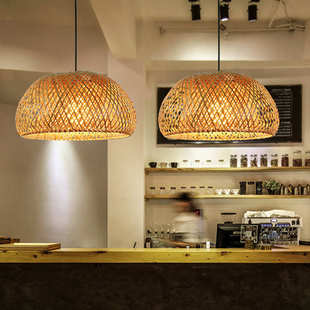 竹编吊灯茶室灯创意餐厅吊灯禅意灯竹艺东南亚竹罩茶楼灯藤艺吊灯