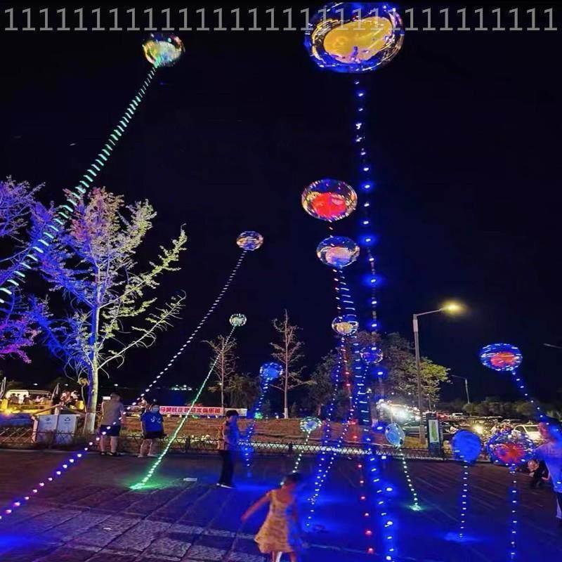 飞天娃娃风筝气球网红飘空波波球带灯夜光彩灯灯线风筝地摊充气球