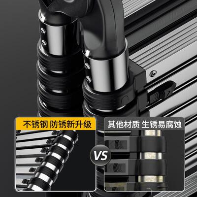 镁多力伸合缩梯不锈多功能梯子厚铝金加人字梯家用钢室内折叠不锈