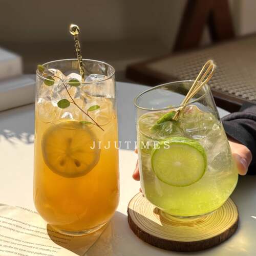 ins网红玻璃杯饮料杯chic饮品杯苏打水杯气泡酒杯冰咖啡杯果汁杯