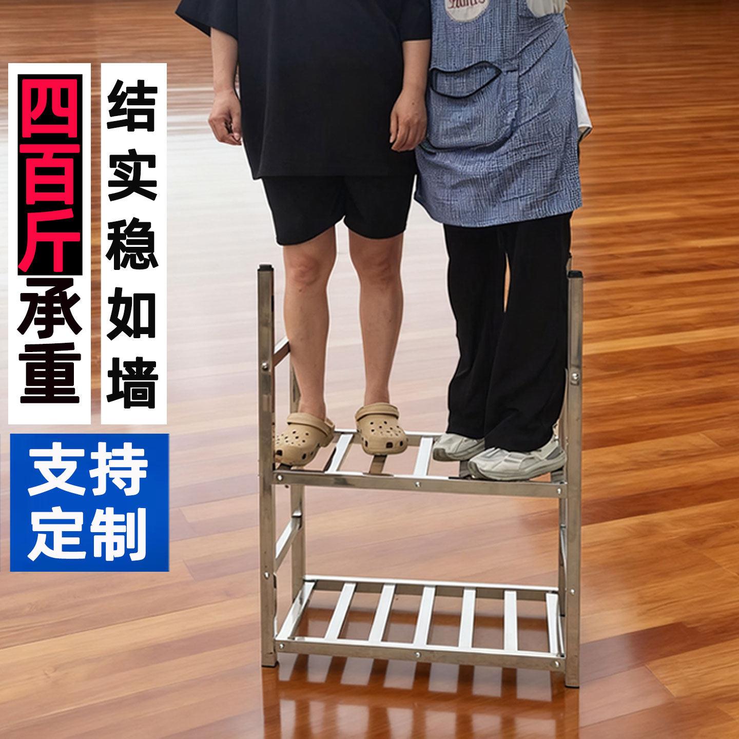 不锈钢置物架方管定制承重厨房单多层落地家储物架子仓库工厂镂空