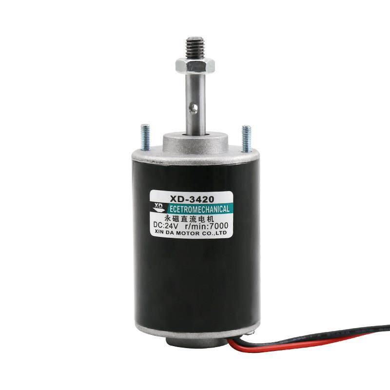 3420永磁直流电机高速螺纹轴可调速12V24伏正反转微型静音小马达