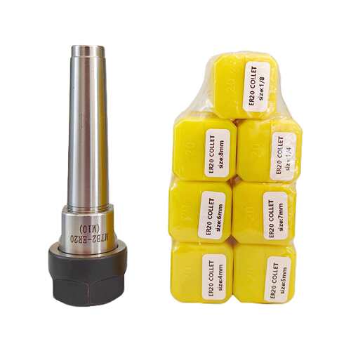 CNC铣削延长杆MT2 ER20 M10+ER20夹头-7PCS 4-8mm,1/8英寸1/4英寸