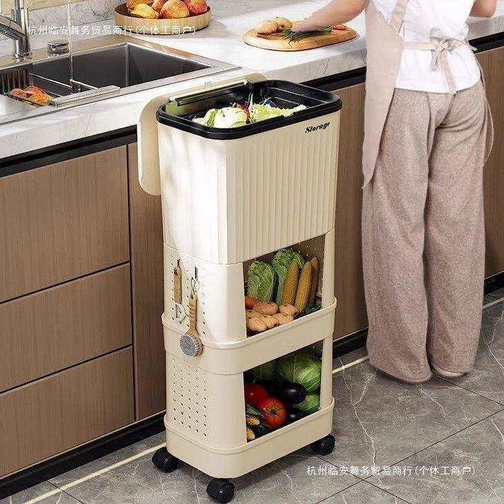 免弯腰多功能带盖带轮厨房垃圾桶高款大容量客厅卫生间垃圾收纳桶