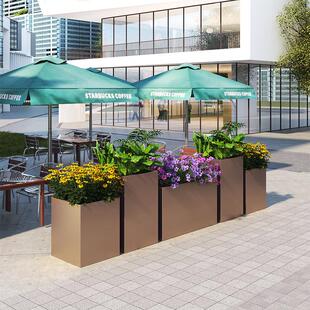 不锈钢花箱户外商业街花坛售楼部广场外摆花盆室外绿植大型花池箱